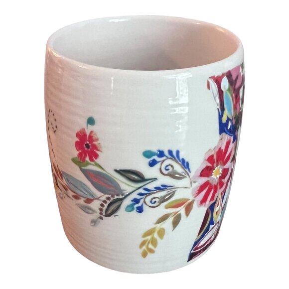 Anthropologie Starla M Halfmann Monogram "E" Coffee Mug Petal Palette Cup - Picture 2 of 7